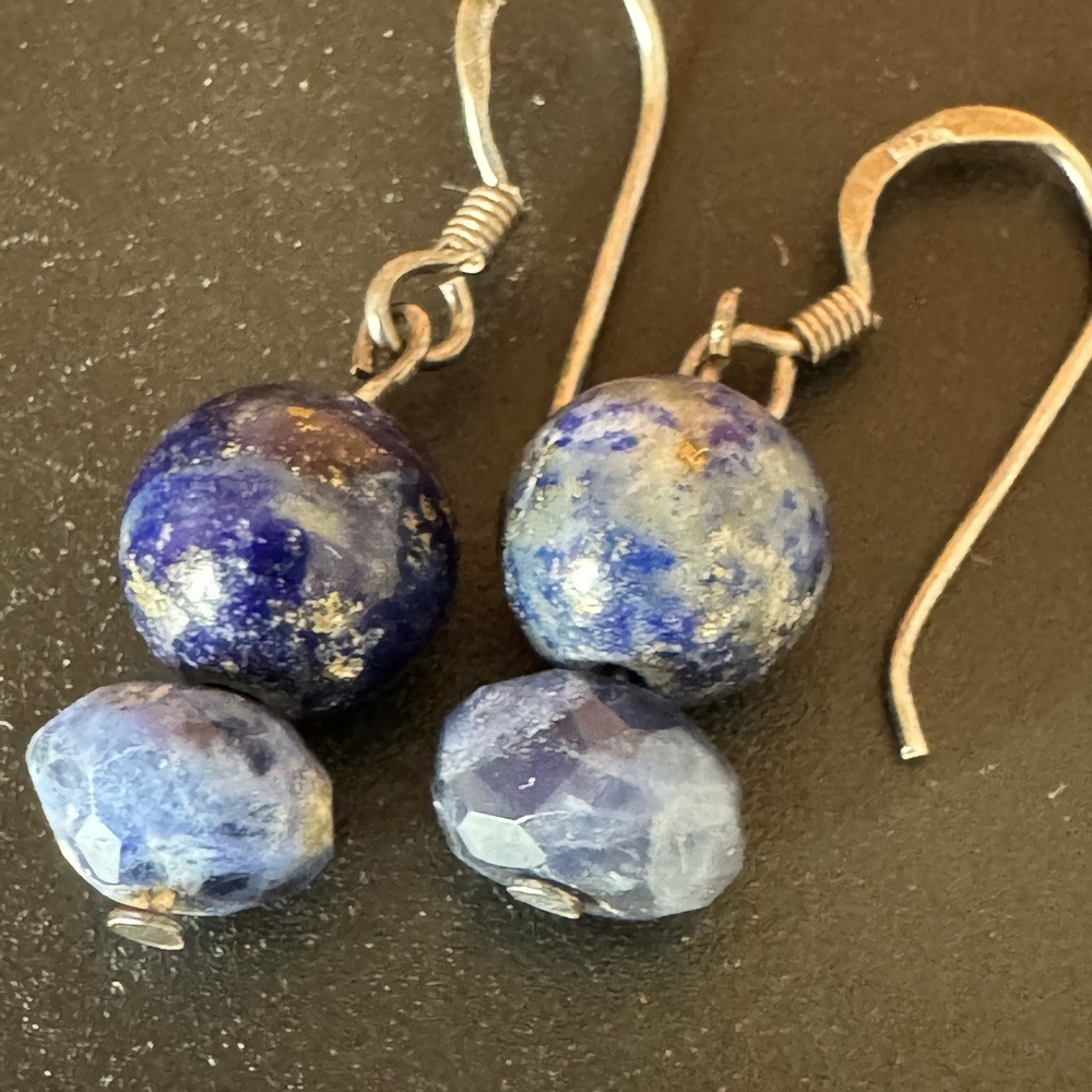 Sterling Silver Lapis Dangle Earrings